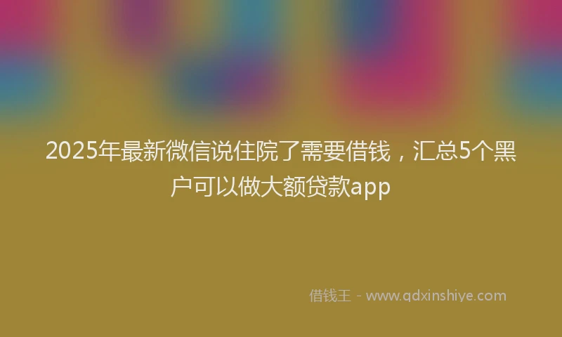 2025年最新微信说住院了需要借钱，汇总5个黑户可以做大额贷款app