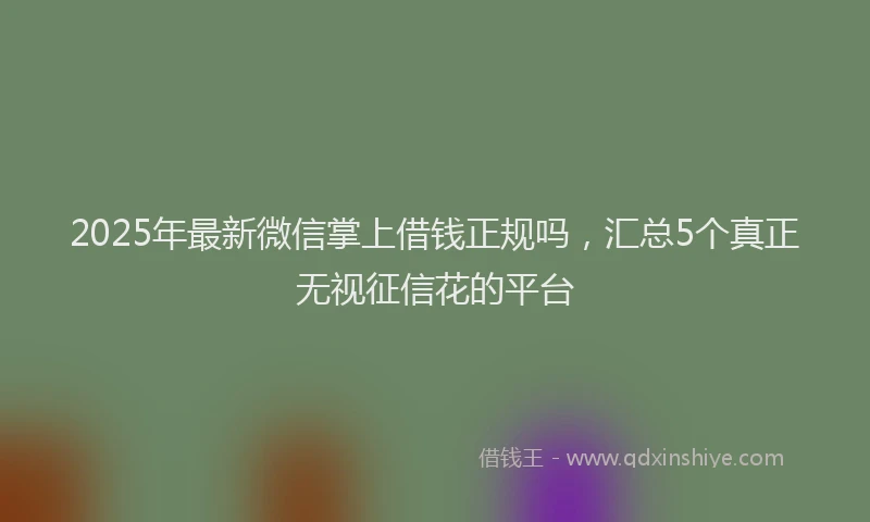 2025年最新微信掌上借钱正规吗，汇总5个真正无视征信花的平台