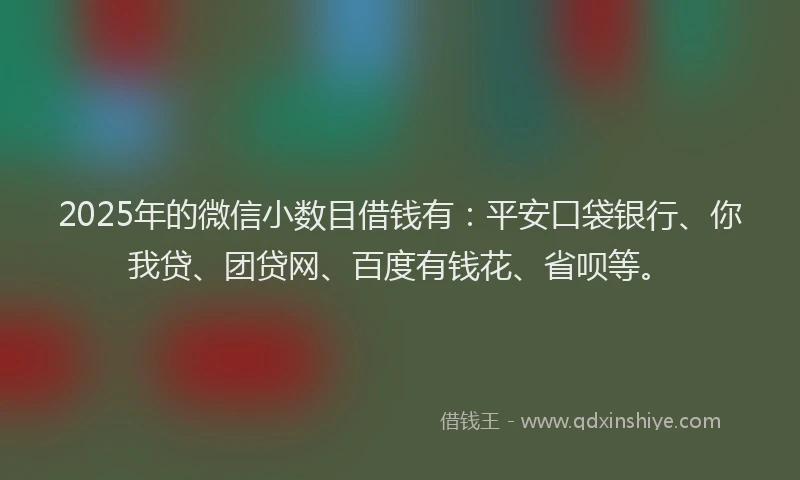 2025年的微信小数目借钱有：平安口袋银行、你我贷、团贷网、百度有钱花、省呗等。