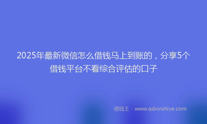 2025年最新微信怎么借钱马上到账的，分享5个借钱平台不看综合评估的口子