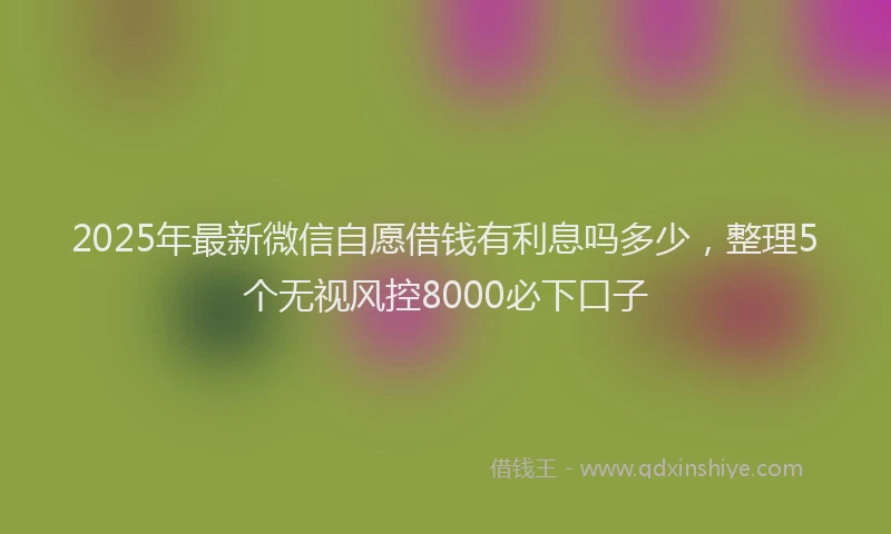 2025年最新微信自愿借钱有利息吗多少，整理5个无视风控8000必下口子