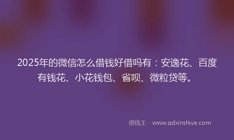 2025年的微信怎么借钱好借吗有：安逸花、百度有钱花、小花钱包、省呗、微粒贷等。