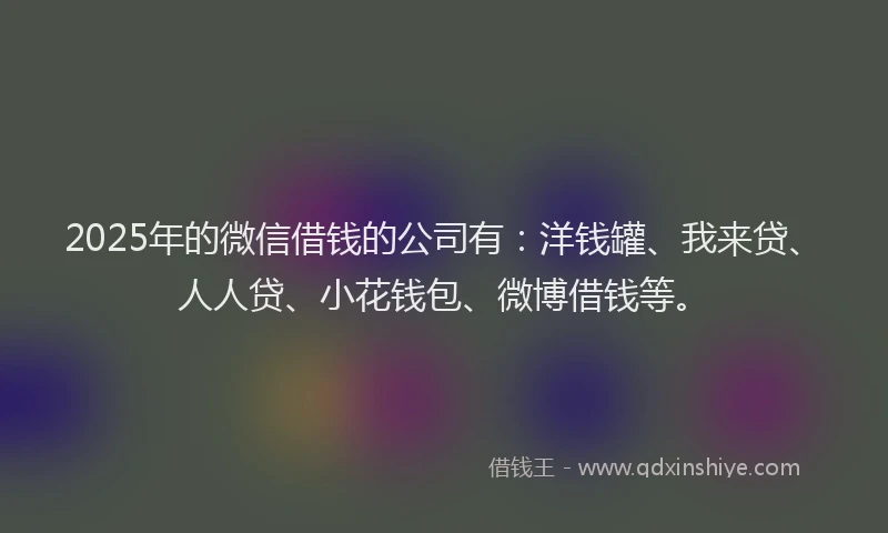 2025年的微信借钱的公司有：洋钱罐、我来贷、人人贷、小花钱包、微博借钱等。