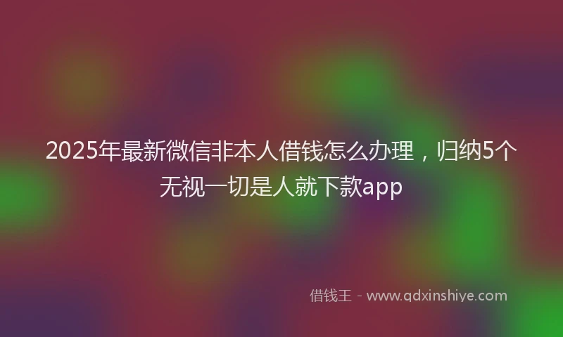 2025年最新微信非本人借钱怎么办理，归纳5个无视一切是人就下款app