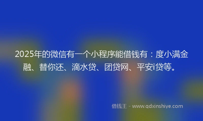 2025年的微信有一个小程序能借钱有：度小满金融、替你还、滴水贷、团贷网、平安i贷等。