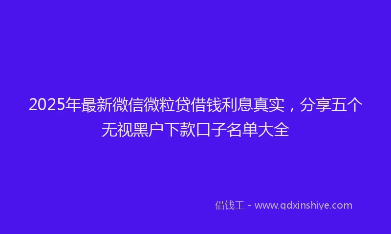 2025年最新微信微粒贷借钱利息真实，分享五个无视黑户下款口子名单大全