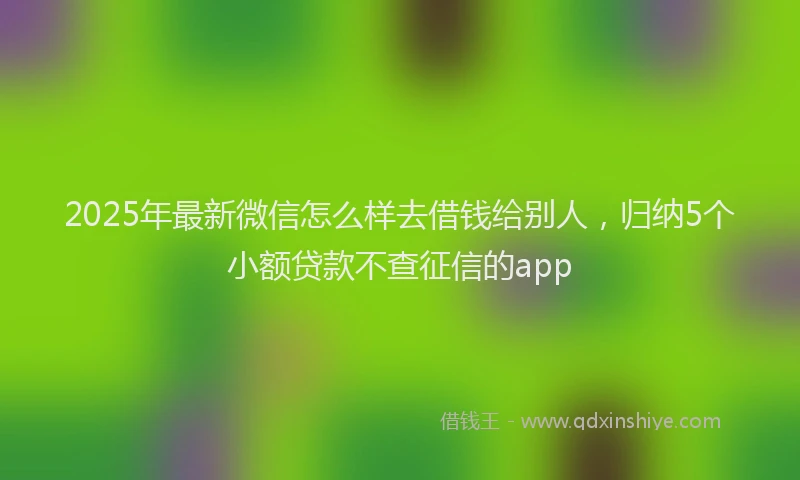 2025年最新微信怎么样去借钱给别人，归纳5个小额贷款不查征信的app
