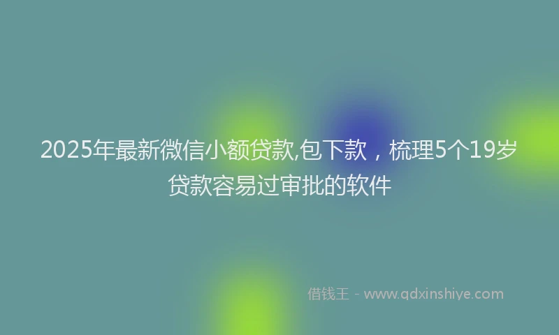 2025年最新微信小额贷款,包下款，梳理5个19岁贷款容易过审批的软件