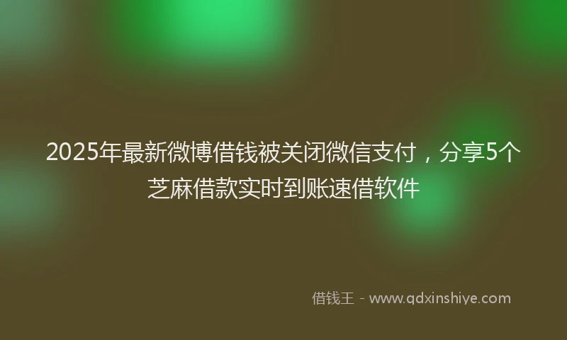 2025年最新微博借钱被关闭微信支付，分享5个芝麻借款实时到账速借软件