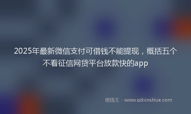 2025年最新微信支付可借钱不能提现，概括五个不看征信网贷平台放款快的app