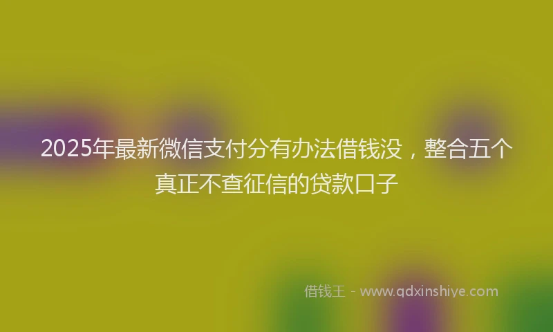 2025年最新微信支付分有办法借钱没，整合五个真正不查征信的贷款口子