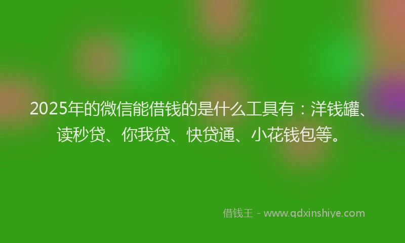 2025年的微信能借钱的是什么工具有：洋钱罐、读秒贷、你我贷、快贷通、小花钱包等。