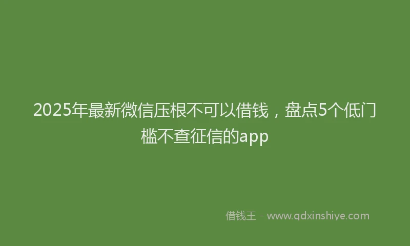 2025年最新微信压根不可以借钱，盘点5个低门槛不查征信的app