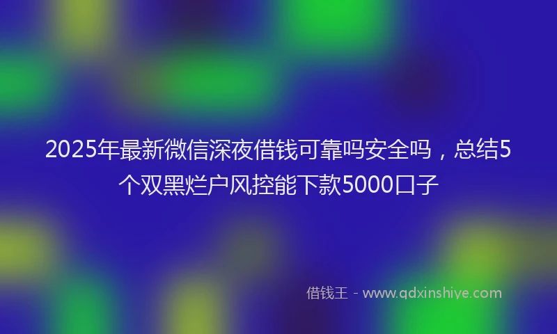 2025年最新微信深夜借钱可靠吗安全吗，总结5个双黑烂户风控能下款5000口子