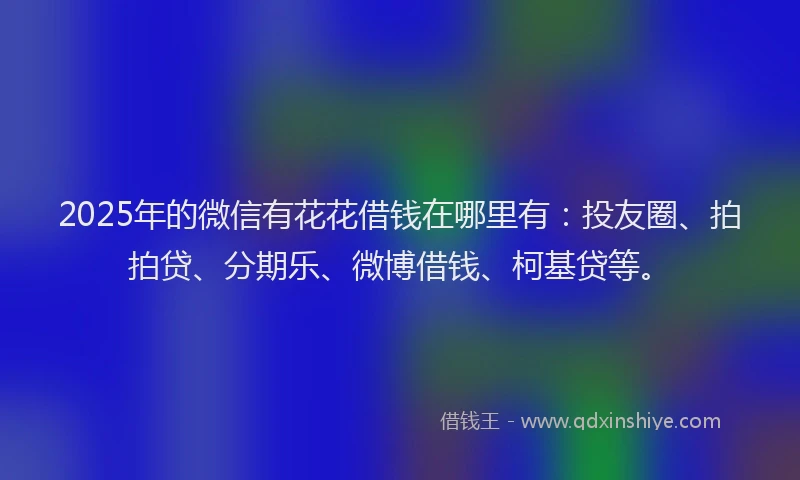 2025年的微信有花花借钱在哪里有：投友圈、拍拍贷、分期乐、微博借钱、柯基贷等。