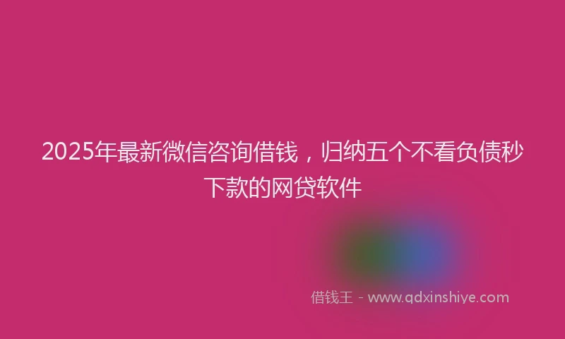 2025年最新微信咨询借钱，归纳五个不看负债秒下款的网贷软件