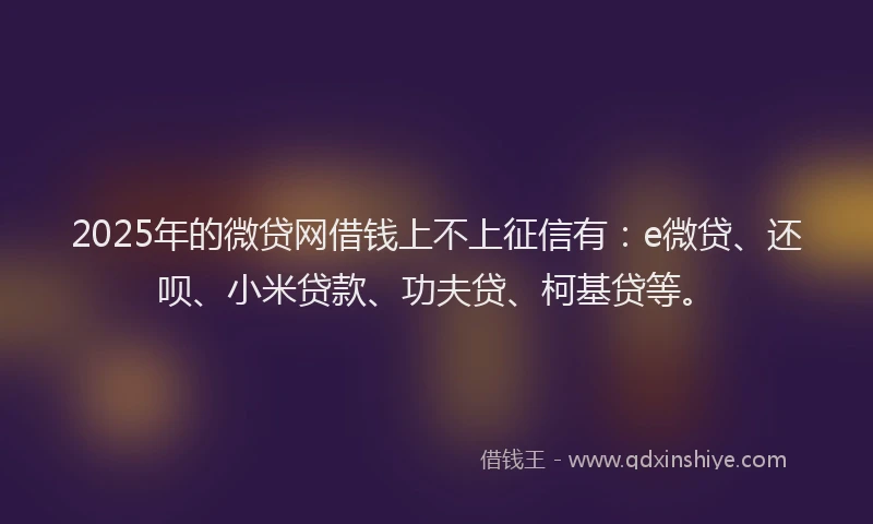 2025年的微贷网借钱上不上征信有：e微贷、还呗、小米贷款、功夫贷、柯基贷等。