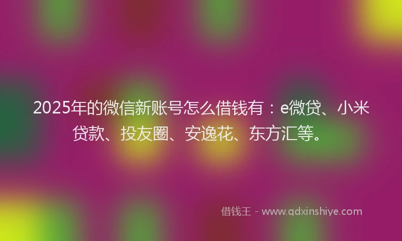 2025年的微信新账号怎么借钱有：e微贷、小米贷款、投友圈、安逸花、东方汇等。