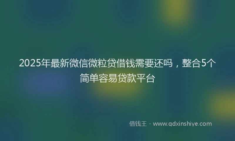 2025年最新微信微粒贷借钱需要还吗，整合5个简单容易贷款平台