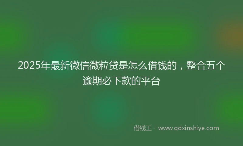 2025年最新微信微粒贷是怎么借钱的，整合五个逾期必下款的平台