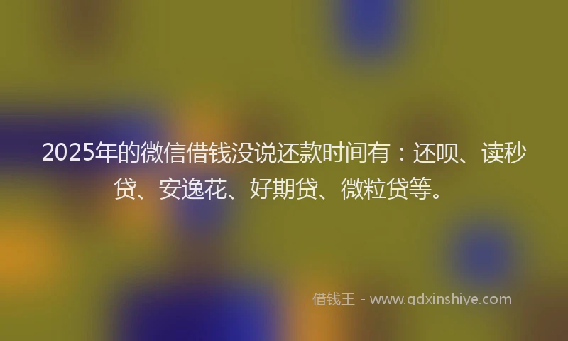 2025年的微信借钱没说还款时间有：还呗、读秒贷、安逸花、好期贷、微粒贷等。