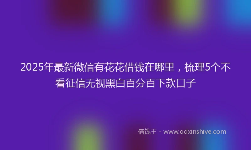 2025年最新微信有花花借钱在哪里，梳理5个不看征信无视黑白百分百下款口子