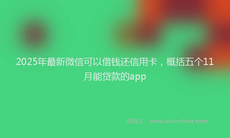 2025年最新微信可以借钱还信用卡，概括五个11月能贷款的app
