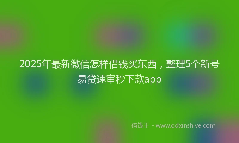 2025年最新微信怎样借钱买东西，整理5个新号易贷速审秒下款app