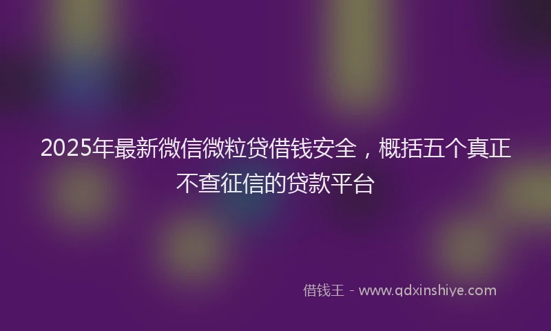 2025年最新微信微粒贷借钱安全，概括五个真正不查征信的贷款平台