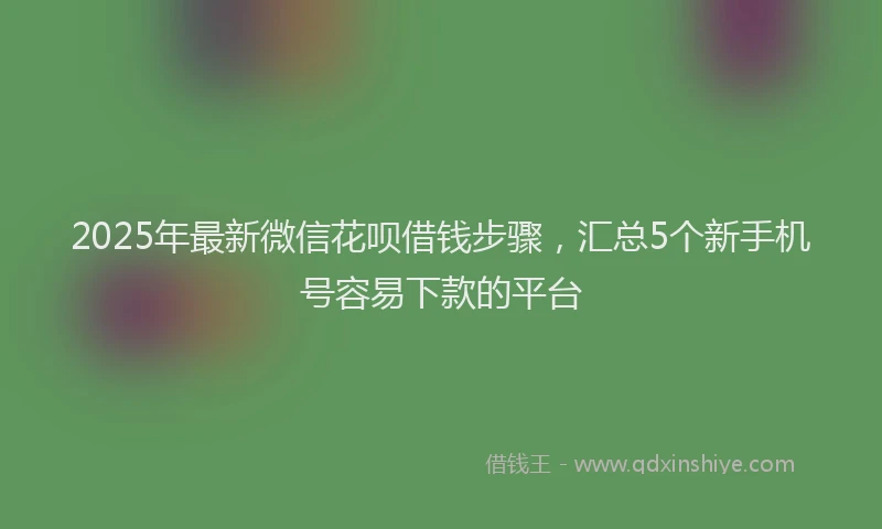 2025年最新微信花呗借钱步骤，汇总5个新手机号容易下款的平台