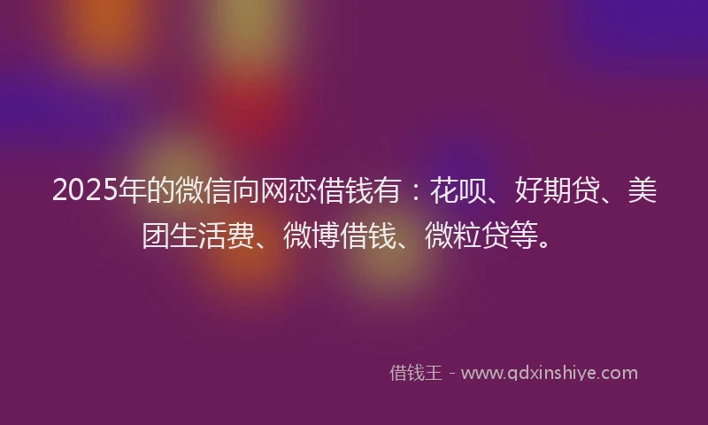 2025年的微信向网恋借钱有：花呗、好期贷、美团生活费、微博借钱、微粒贷等。