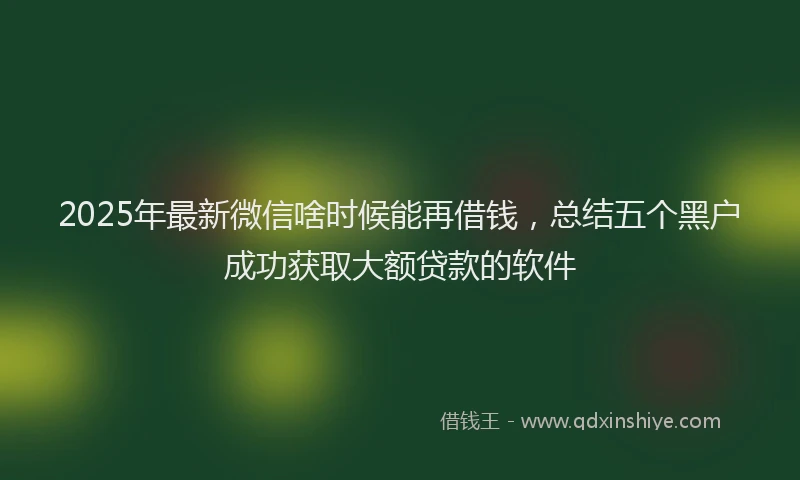 2025年最新微信啥时候能再借钱，总结五个黑户成功获取大额贷款的软件