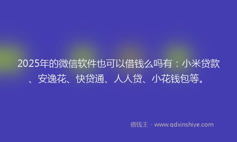 2025年的微信软件也可以借钱么吗有：小米贷款、安逸花、快贷通、人人贷、小花钱包等。