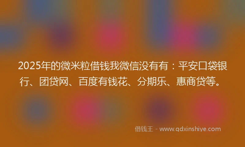 2025年的微米粒借钱我微信没有有：平安口袋银行、团贷网、百度有钱花、分期乐、惠商贷等。