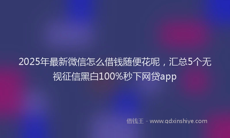 2025年最新微信怎么借钱随便花呢，汇总5个无视征信黑白100%秒下网贷app