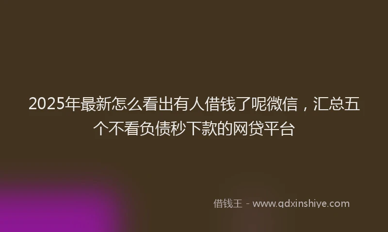 2025年最新怎么看出有人借钱了呢微信，汇总五个不看负债秒下款的网贷平台