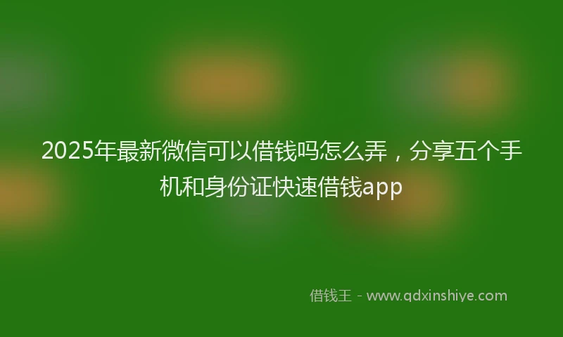 2025年最新微信可以借钱吗怎么弄，分享五个手机和身份证快速借钱app