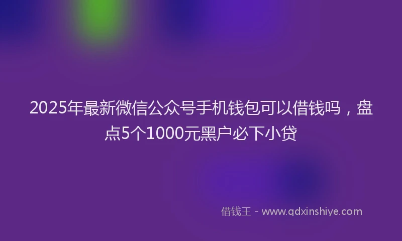 2025年最新微信公众号手机钱包可以借钱吗，盘点5个1000元黑户必下小贷