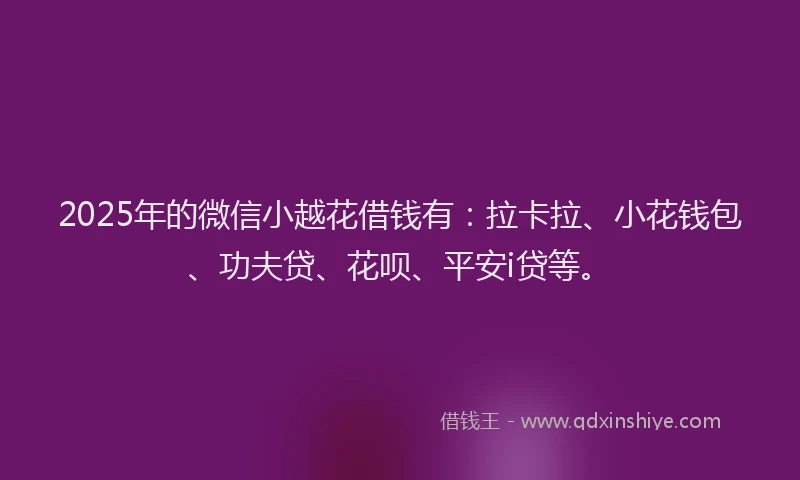 2025年的微信小越花借钱有：拉卡拉、小花钱包、功夫贷、花呗、平安i贷等。