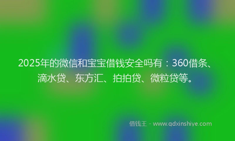 2025年的微信和宝宝借钱安全吗有：360借条、滴水贷、东方汇、拍拍贷、微粒贷等。