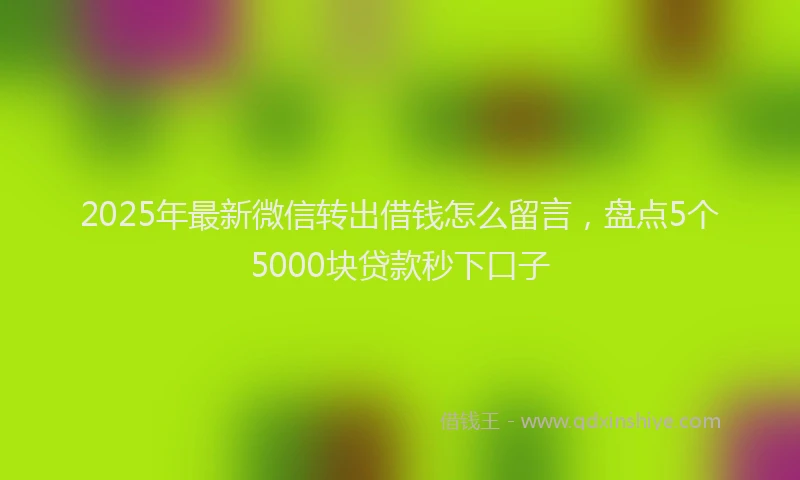 2025年最新微信转出借钱怎么留言，盘点5个5000块贷款秒下口子