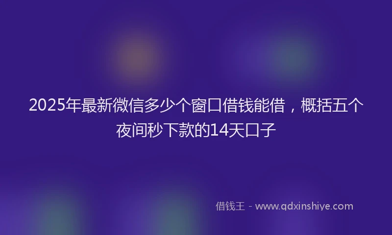 2025年最新微信多少个窗口借钱能借，概括五个夜间秒下款的14天口子