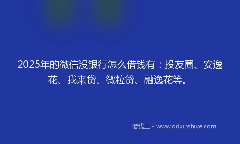 2025年的微信没银行怎么借钱有：投友圈、安逸花、我来贷、微粒贷、融逸花等。