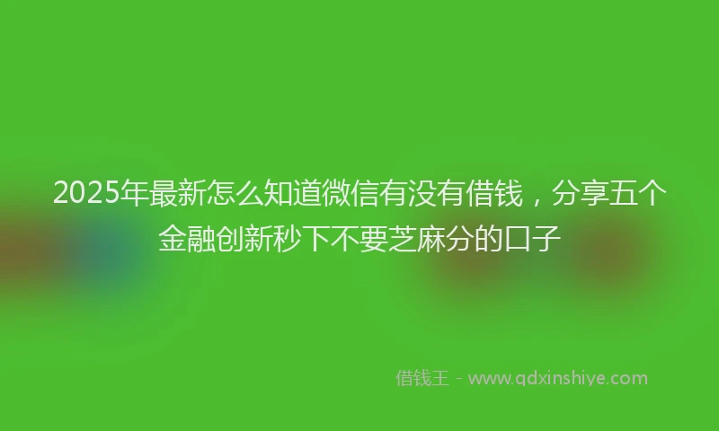 2025年最新怎么知道微信有没有借钱，分享五个金融创新秒下不要芝麻分的口子