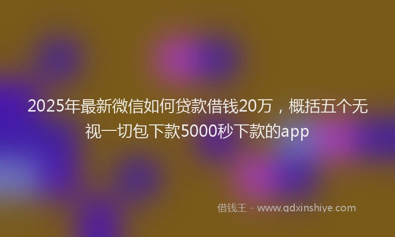 2025年最新微信如何贷款借钱20万，概括五个无视一切包下款5000秒下款的app