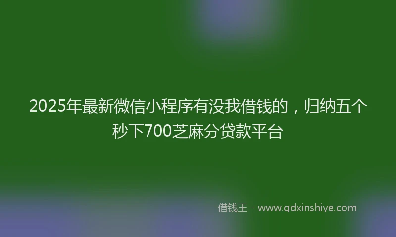 2025年最新微信小程序有没我借钱的，归纳五个秒下700芝麻分贷款平台