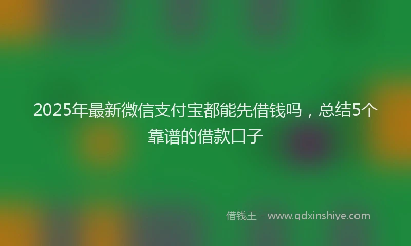 2025年最新微信支付宝都能先借钱吗，总结5个靠谱的借款口子