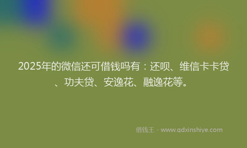 2025年的微信还可借钱吗有：还呗、维信卡卡贷、功夫贷、安逸花、融逸花等。