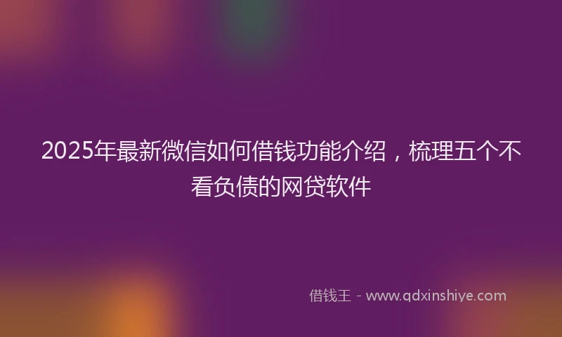2025年最新微信如何借钱功能介绍，梳理五个不看负债的网贷软件