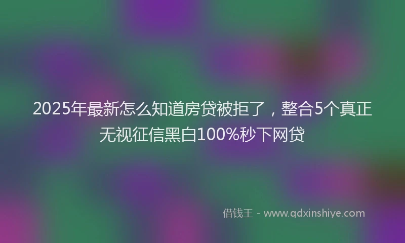 2025年最新怎么知道房贷被拒了，整合5个真正无视征信黑白100%秒下网贷